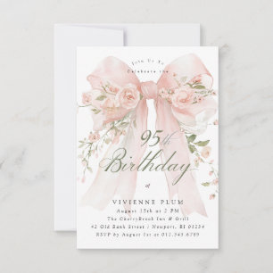 PETITE 95th Birthday Party Elegant Pink Floral Invitation