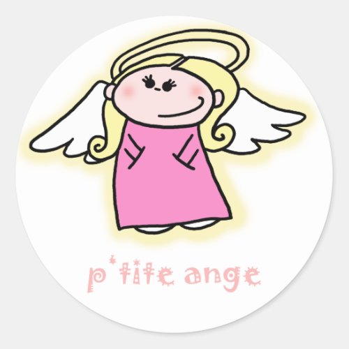 Petite Ange little angel in French Classic Round Sticker