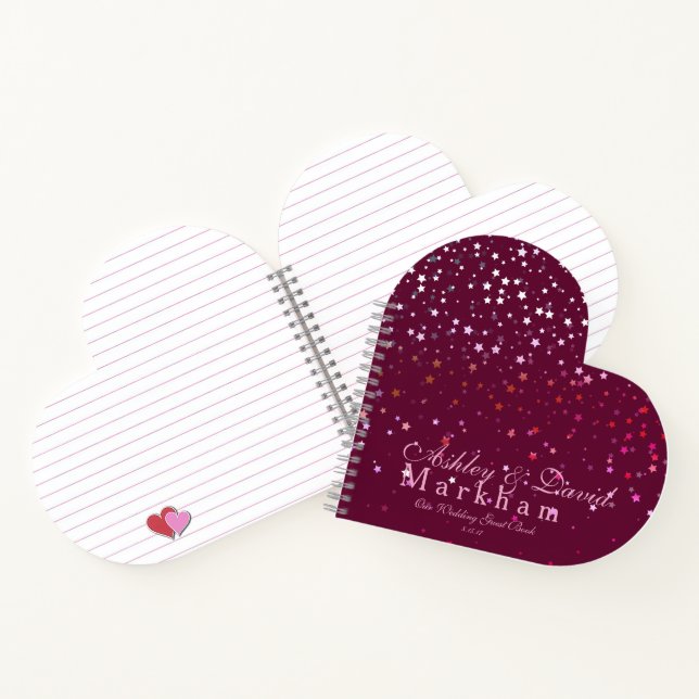 Petite Berry Stars Heart Shape  Wedding Notebook (Inside)