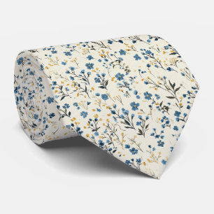 Petite Blue Wildflower Garden Wildflowers Wedding Neck Tie