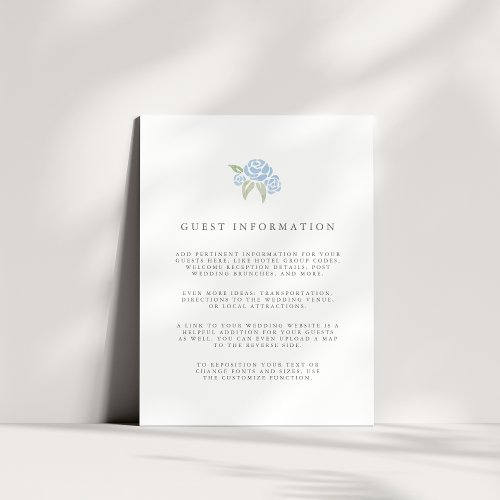 Petite Bouquet Wedding Guest Details Card  Blue