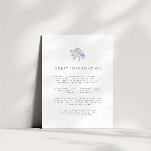 Petite Bouquet Wedding Guest Details Card  Lilac