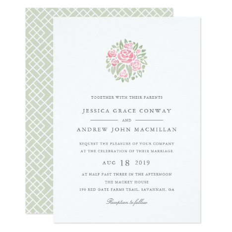 Petite Bouquet Wedding Invitation | Blush