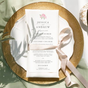 Petite Bouquet Wedding Menu Card Blush