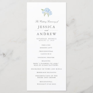 Petite Bouquet Wedding Program | Cornflower Blue
