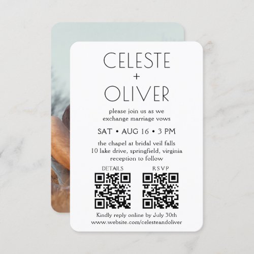 Petite Chic Deco All_In_One QR Codes Photo Wedding Invitation