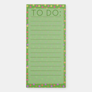 Petite Flowers Green To Do List Magnetic Notepad