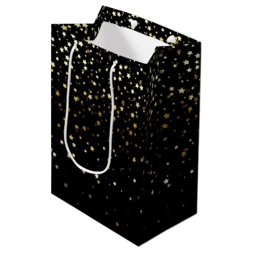 Petite Golden Stars Gift Bag in Black