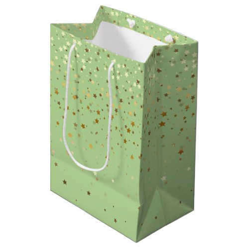 Petite Golden Stars Gift Bag in Lt Apple Green