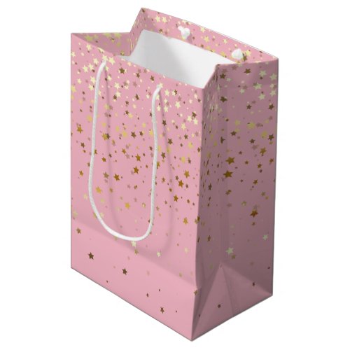 Petite Golden Stars Gift Bag in Pink