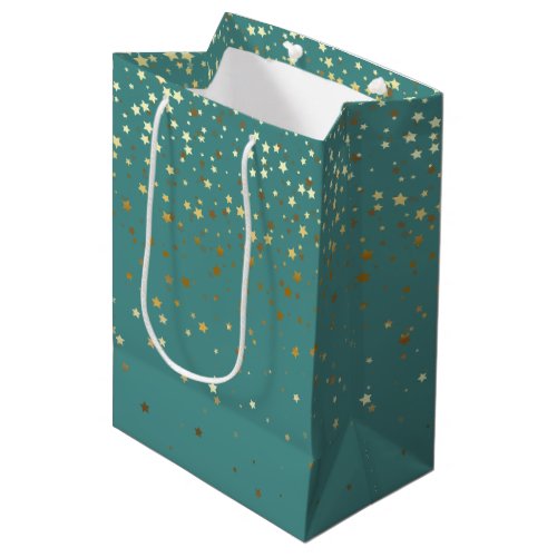 Petite Golden Stars Gift Bag in Teal