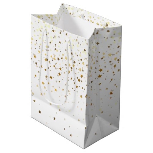 Petite Golden Stars Gift Bag in White