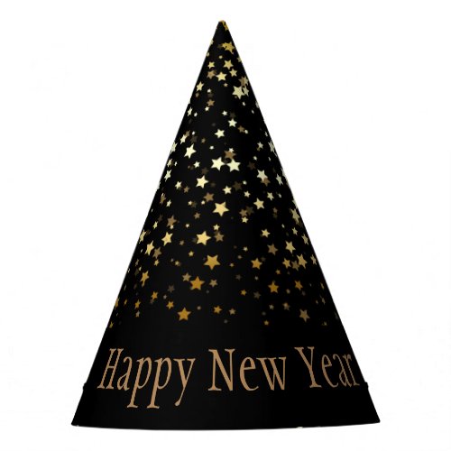 Petite Golden Stars Happy New Year Hat_Black Party Hat