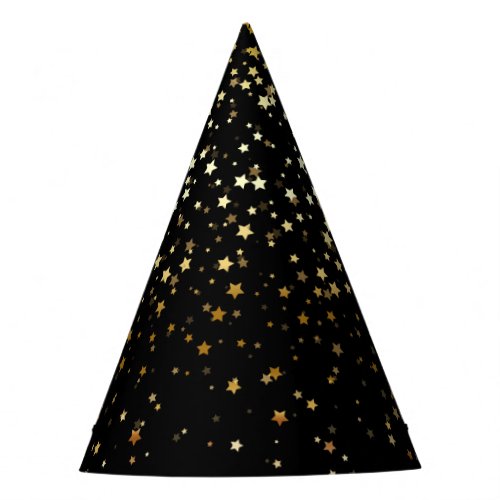 Petite Golden Stars Party Hat_Black Party Hat