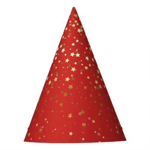 Petite Golden Stars Party Hat_Bright Red Party Hat