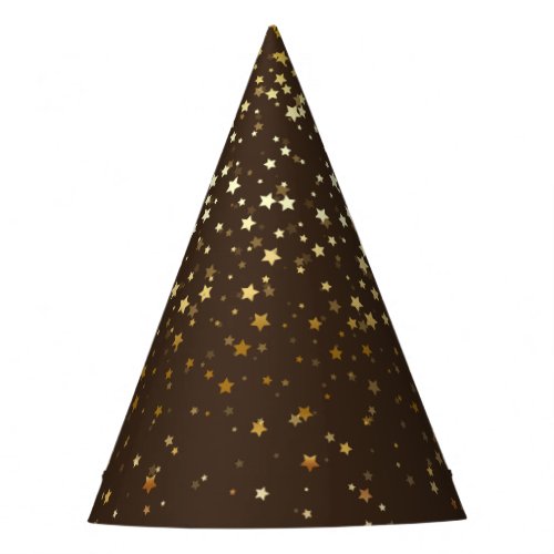Petite Golden Stars Party Hat_Espresso Brown Party Hat