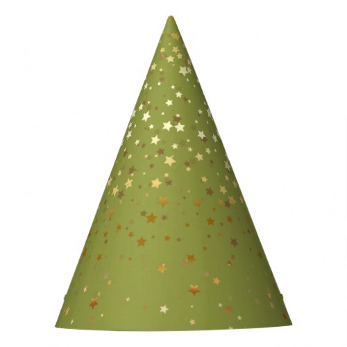 Petite Golden Stars Party Hat_ Olive Green Party Hat