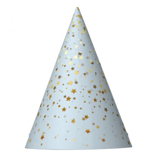 Petite Golden Stars Party Hat_Pastel Blue Party Hat