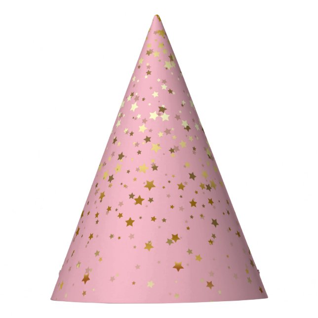 Petite Golden Stars Party Hat-Pink Hat (Front)