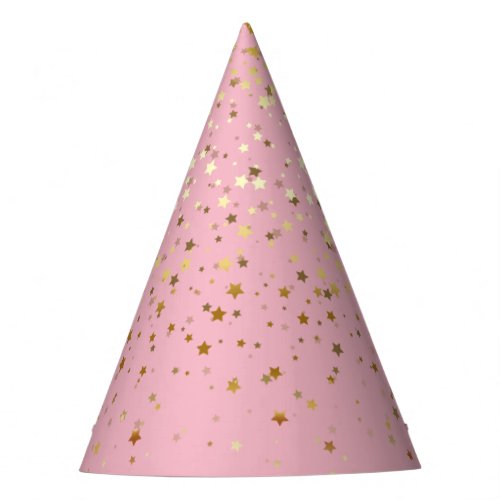 Petite Golden Stars Party Hat_Pink Party Hat