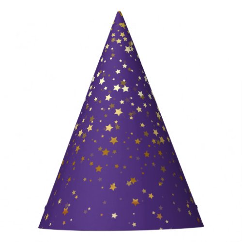 Petite Golden Stars Party Hat_Purple Party Hat