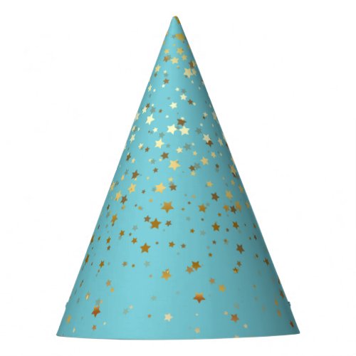 Petite Golden Stars Party Hat_Robins Egg Blue Party Hat