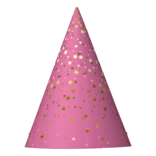 Petite Golden Stars Party Hat_Strawberry Pink Party Hat