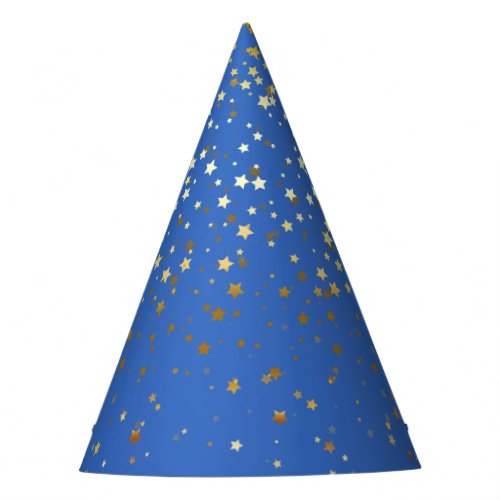 Petite Golden Stars Party Hat_Yacht Blue Party Hat