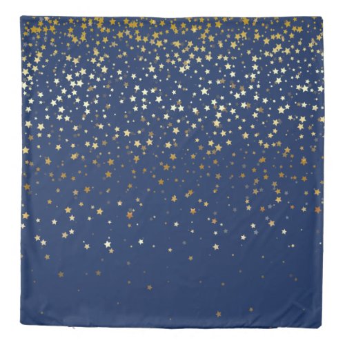 Petite Golden Stars Queen Size Duvet Cover_Dp Blue