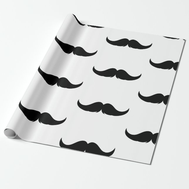 Petite Handlebar Moustache Wrapping Paper (Unrolled)