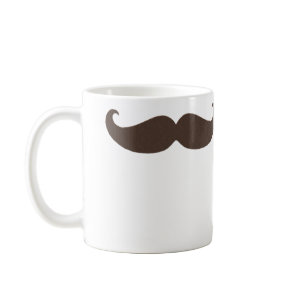 Petite Handlebar Mustache in Brown Coffee Mug