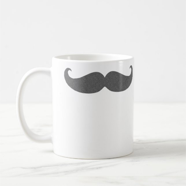 Petite Handlebar Mustache in Gray Coffee Mug (Left)