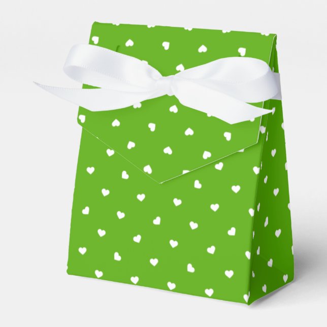 Petite Hearts on Bright Green Favor Box (Front Side)