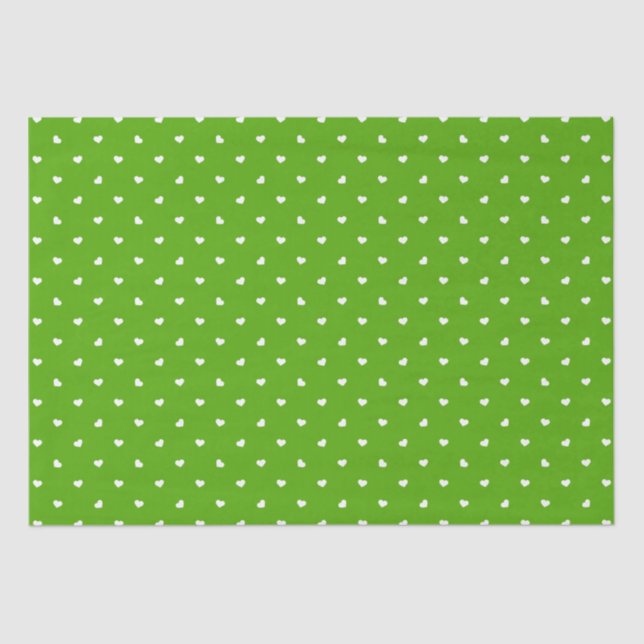 Petite Hearts on Bright Green  Tissue Paper (Front)