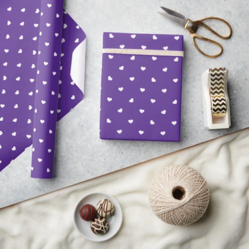 Petite Hearts on Bright Purple Wrapping Paper