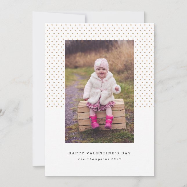 Petite Hearts Photo Valentine Holiday Card (Front)