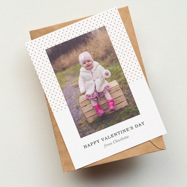 Petite Hearts Photo Valentine Note Card (Creator Uploaded)