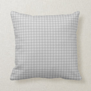 Petite Houndstooth Check Neutral Gray Throw Pillow