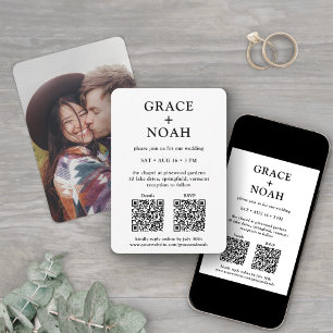 Petite & Minimal All-In-One QR Codes Photo Wedding Invitation