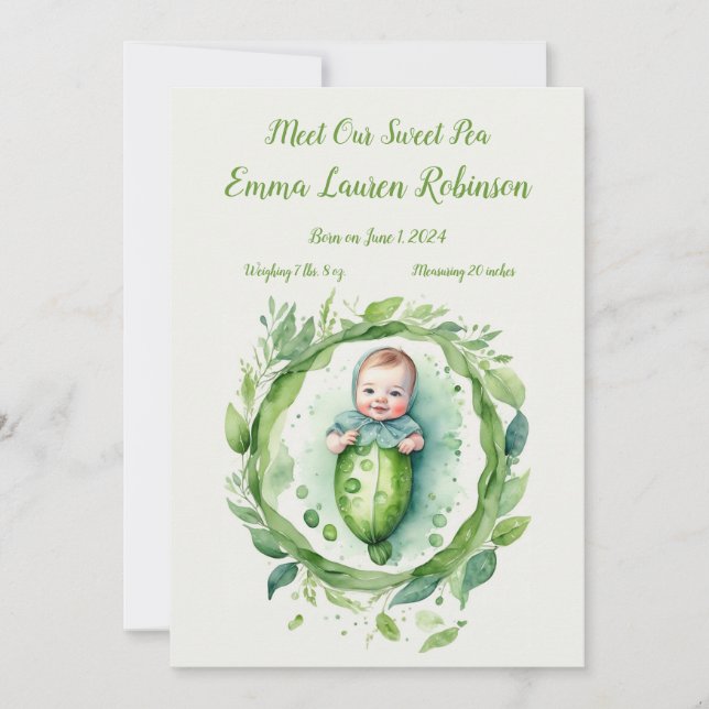 Petite Pea in A Pod - Birth Announcements (Front)