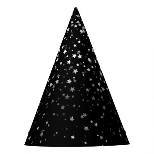 Petite Silver_Gray Stars Party Hat_Black Party Hat