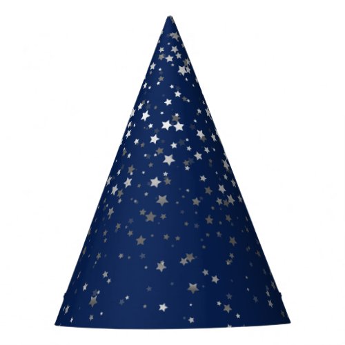 Petite Silver_Gray Stars Party Hat_Midnight Blue Party Hat