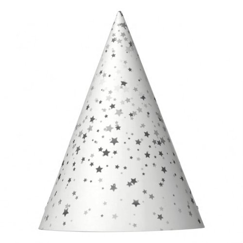 Petite Silver_Gray Stars Party Hat_White Party Hat