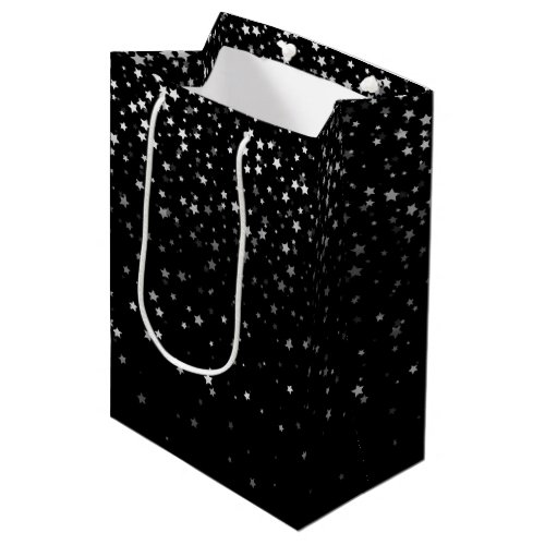 Petite Silver Stars Gift Bag in Black