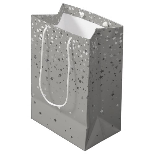 Petite Silver Stars Gift Bag in Gray