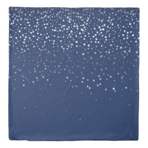 Petite Silver Stars Queen Size Duvet Cover