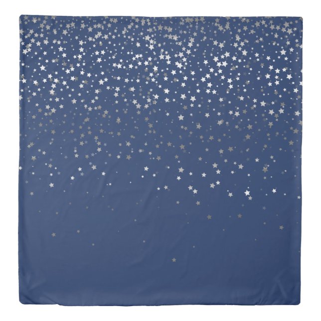 Petite Silver Stars Queen Size Duvet Cover (Front)