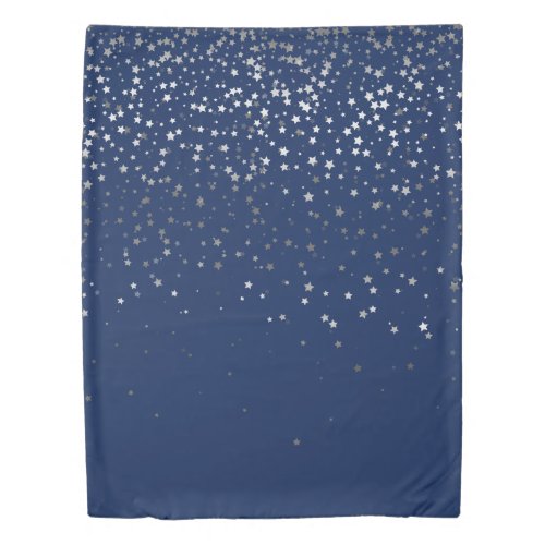 Petite Silver Stars Twin Size Duvet Cover