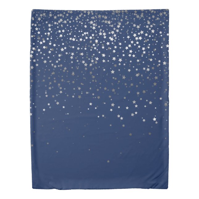 Petite Silver Stars Twin Size Duvet Cover (Front)