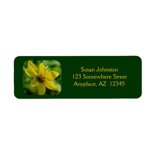 Petite Sunflower Floral Address Label (Front)
